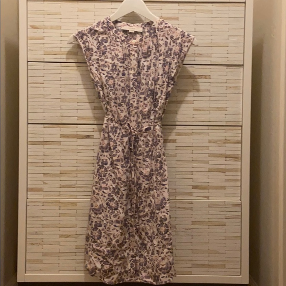 LOFT floral shirtdress w belt pink white paisley